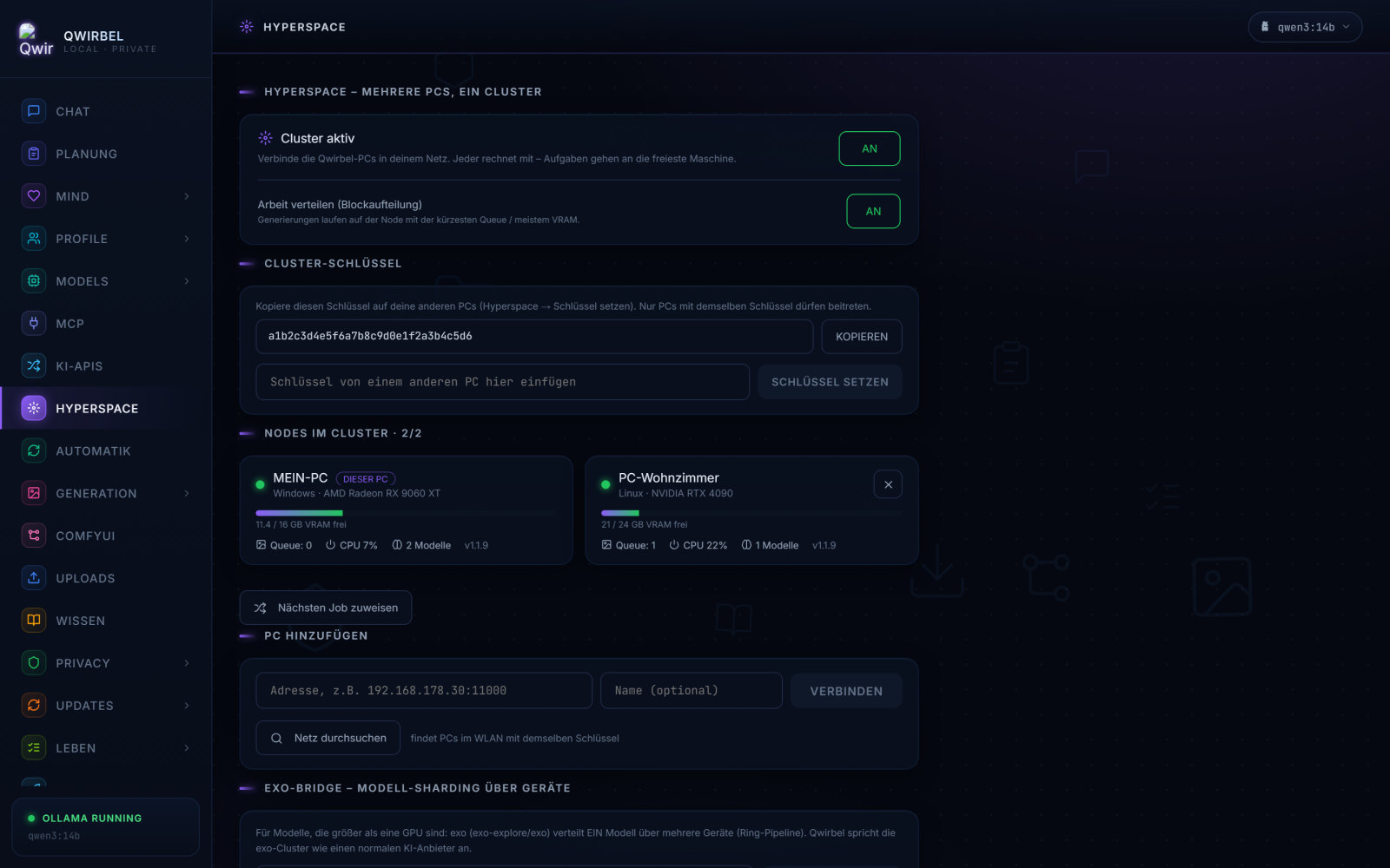 Hyperspace: mehrere PCs, ein Cluster